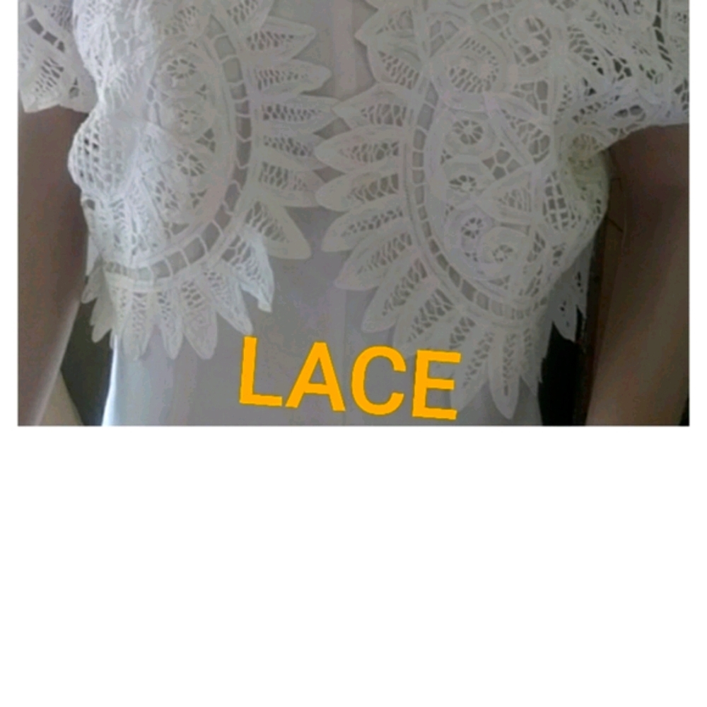 FINAL SALE JENNIFER EDEN White lace/linen dress - Picture 2 of 7